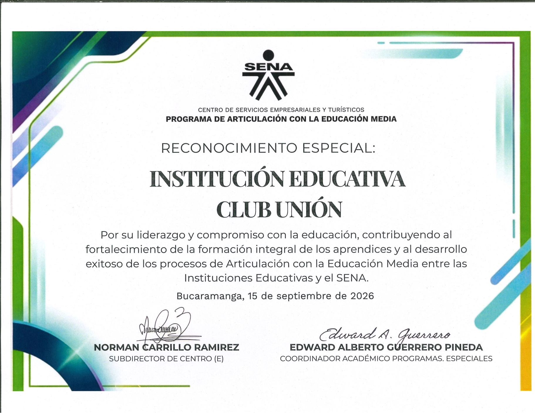 Reconocimiento SENA